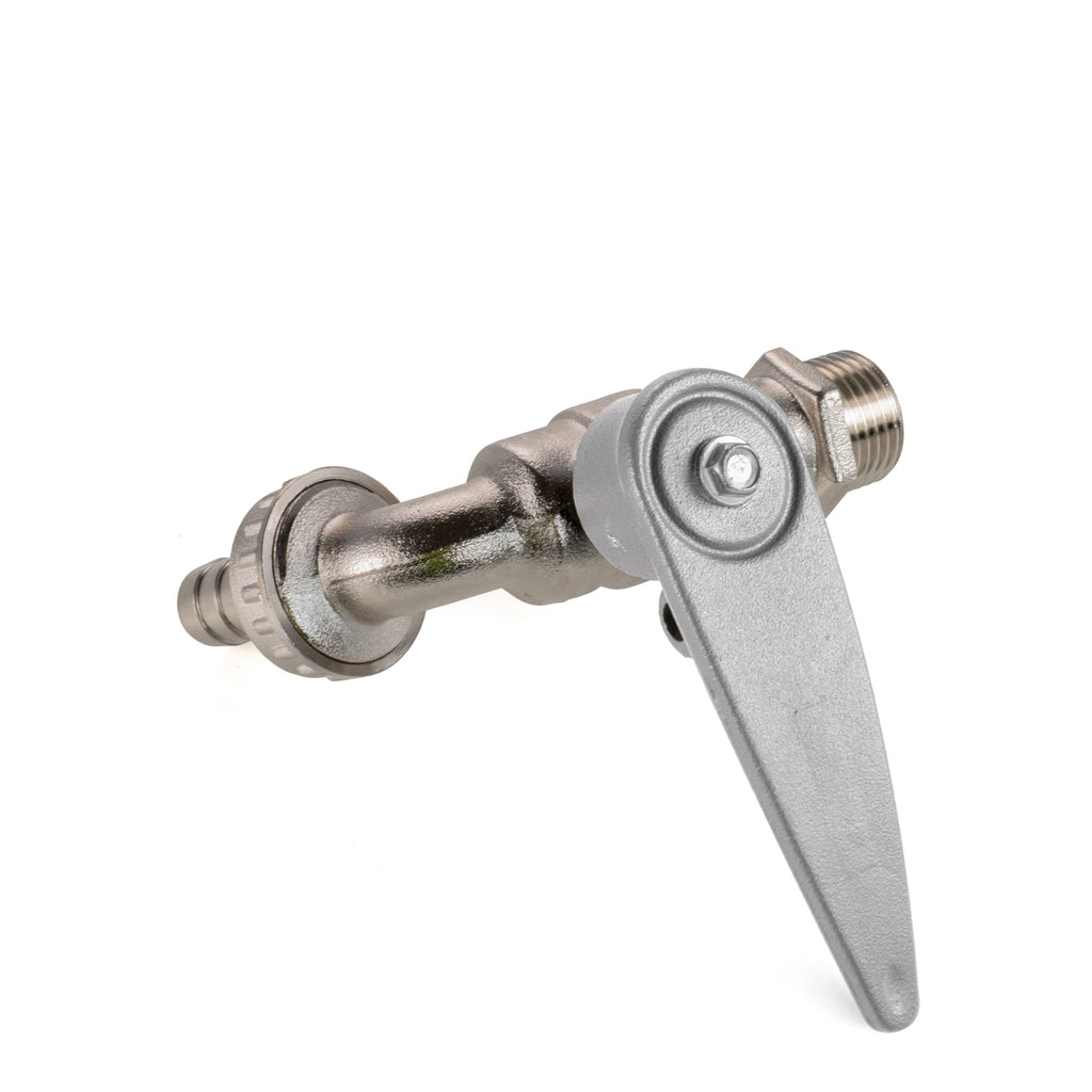 15mm Brass Wall Flange Kit with Lever Tap with Hose Barb and Side Lock