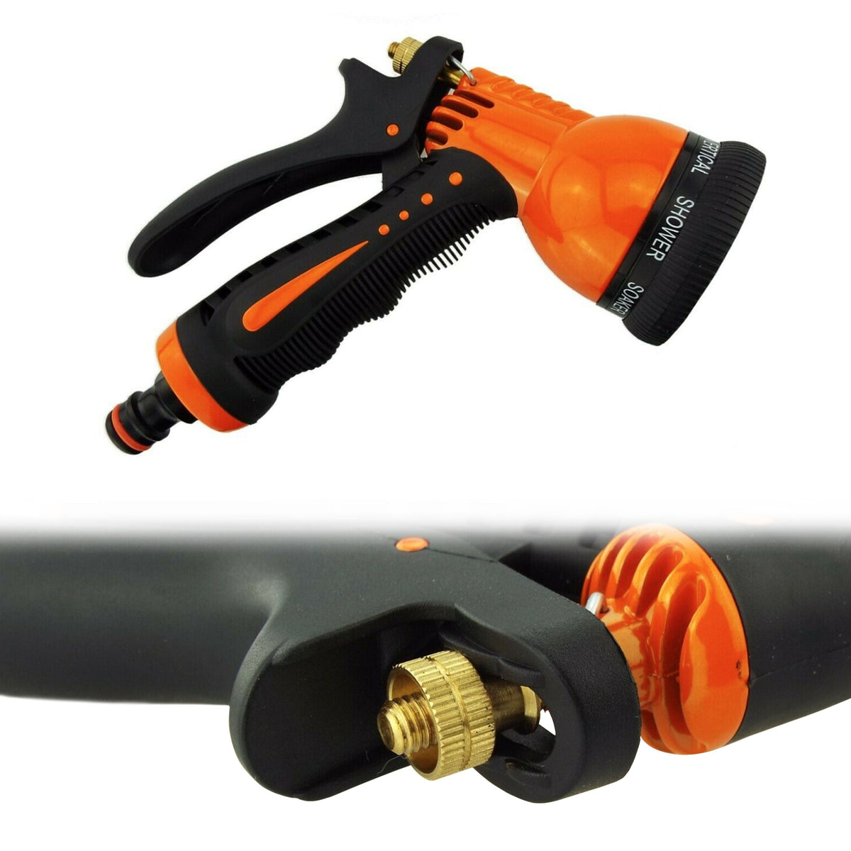 7-Function Garden Hose Sprayer (Black/Orange Zebra)