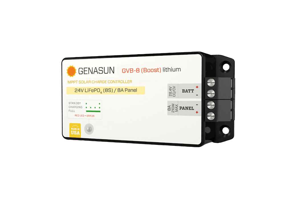 Genasun 8A MPPT 24V Voltage Boost (28.4V Lithium) Solar Charge Controller
