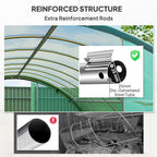 4 x 3m Walk-in Polytunnel Greenhouse with 2 Hinged Doors & 8 Mesh Windows, Green