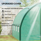 4 x 3m Walk-in Polytunnel Greenhouse with 2 Hinged Doors & 8 Mesh Windows, Green