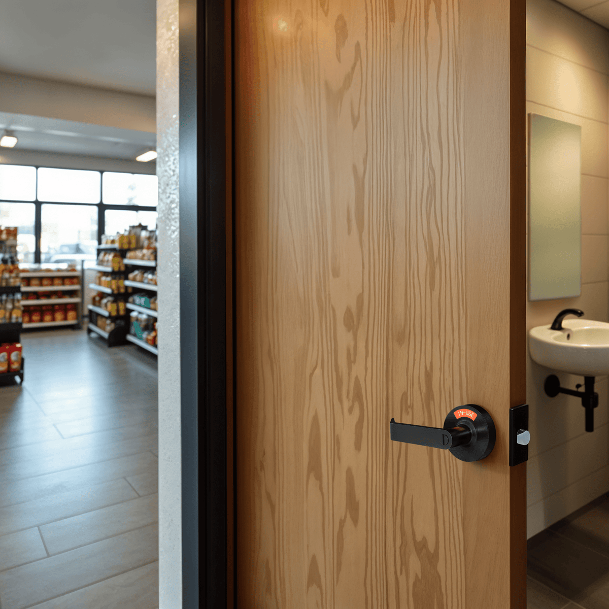 ADA Door Lock with Indicator in Matte Black - Left-Handed
