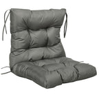 Garden Back Chair Cushion, Thick Patio Seat Cushion Pad with Backrest, Light Grey