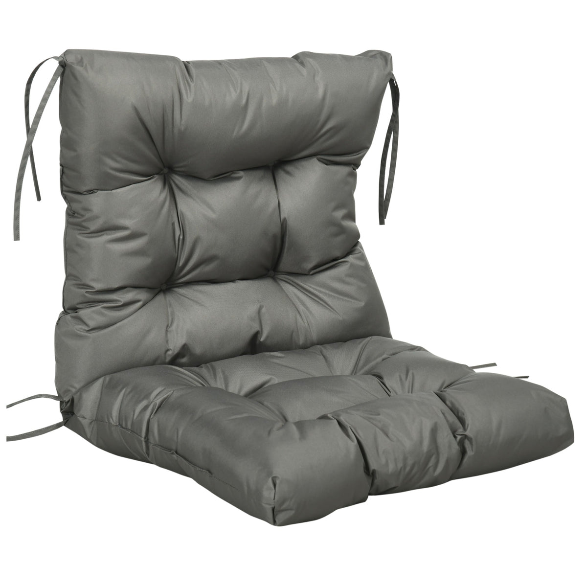 Garden Back Chair Cushion, Thick Patio Seat Cushion Pad with Backrest, Light Grey