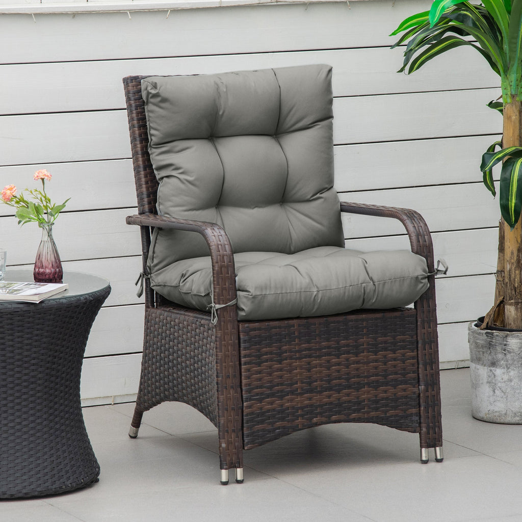Garden Back Chair Cushion, Thick Patio Seat Cushion Pad with Backrest, Light Grey