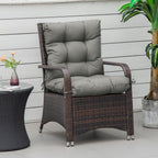 Garden Back Chair Cushion, Thick Patio Seat Cushion Pad with Backrest, Light Grey