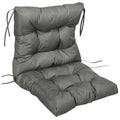 Garden Back Chair Cushion, Thick Patio Seat Cushion Pad with Backrest, Light Grey