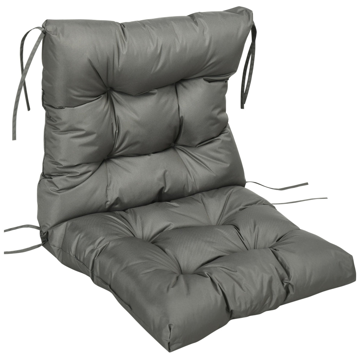 Garden Back Chair Cushion, Thick Patio Seat Cushion Pad with Backrest, Light Grey