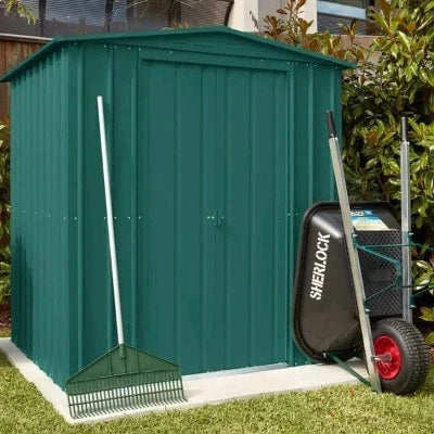 Globel Apex Metal Garden Shed - Green - All Sizes