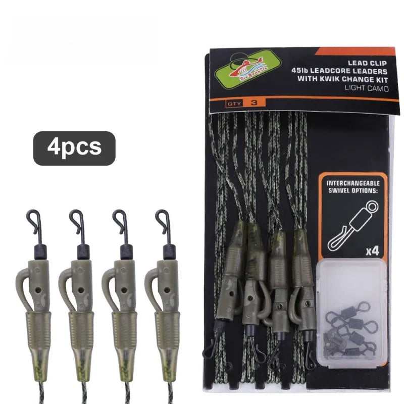Reelfishing Lead Clip 45lb Leadcore Leaders with Kwik Change Kit Light Camo