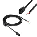 Humminbird Power Cables (PC 10, 11, 12, 13) featuring a long black cable with a rectangular multi-pin connector on one end and exposed red and black wire leads on the other for marine electronics power connection.
