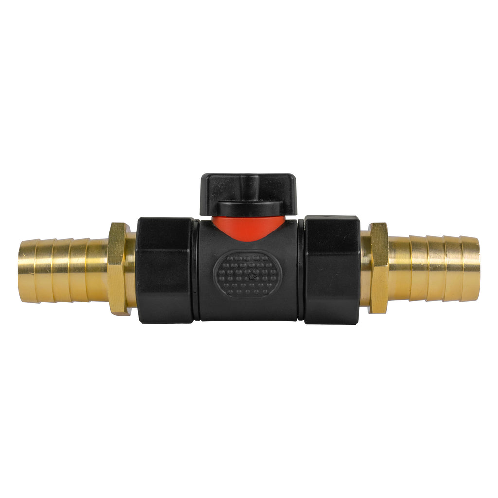 In-Line BSPF Valve with 2 x 19mm Brass Barb Connectors