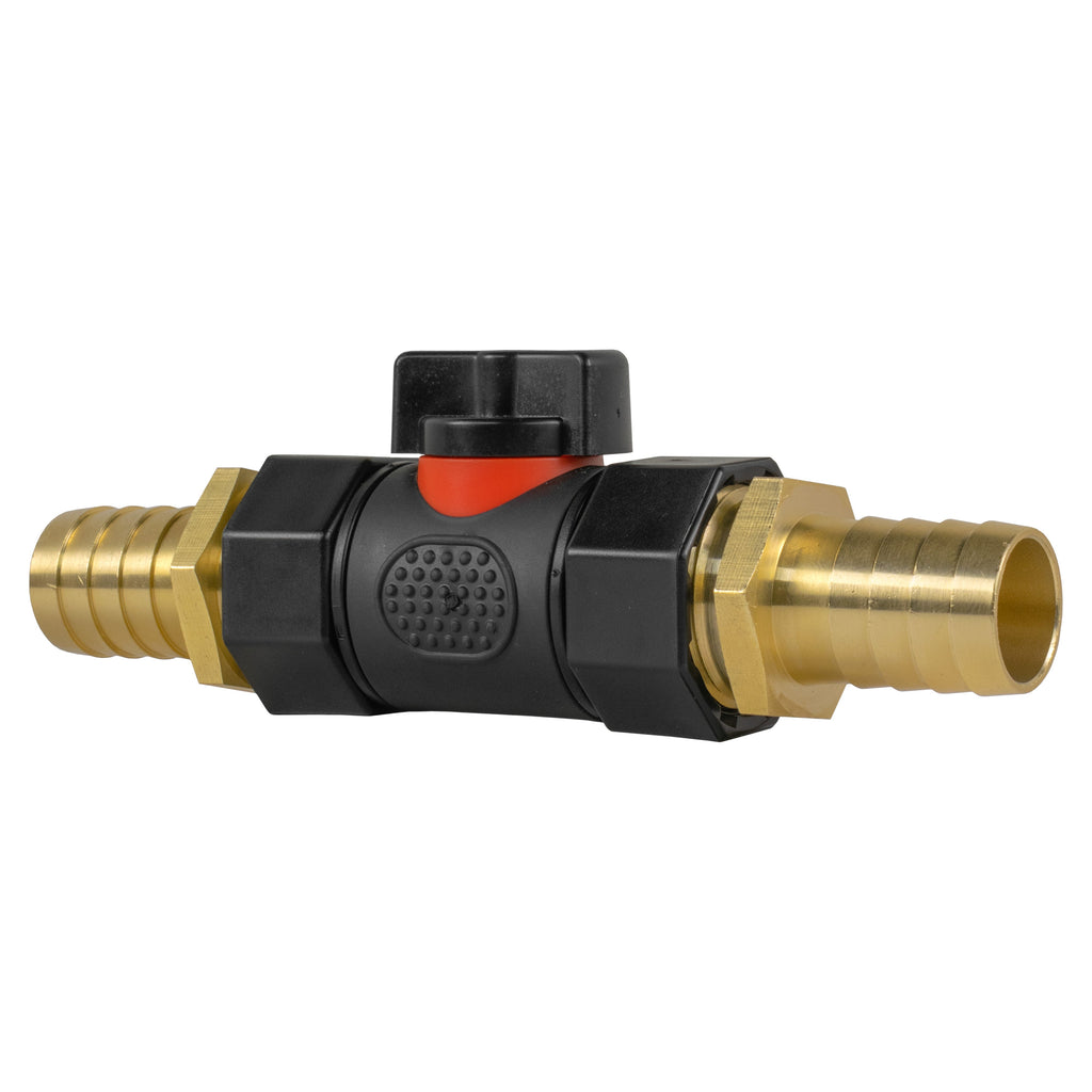 In-Line BSPF Valve with 2 x 19mm Brass Barb Connectors