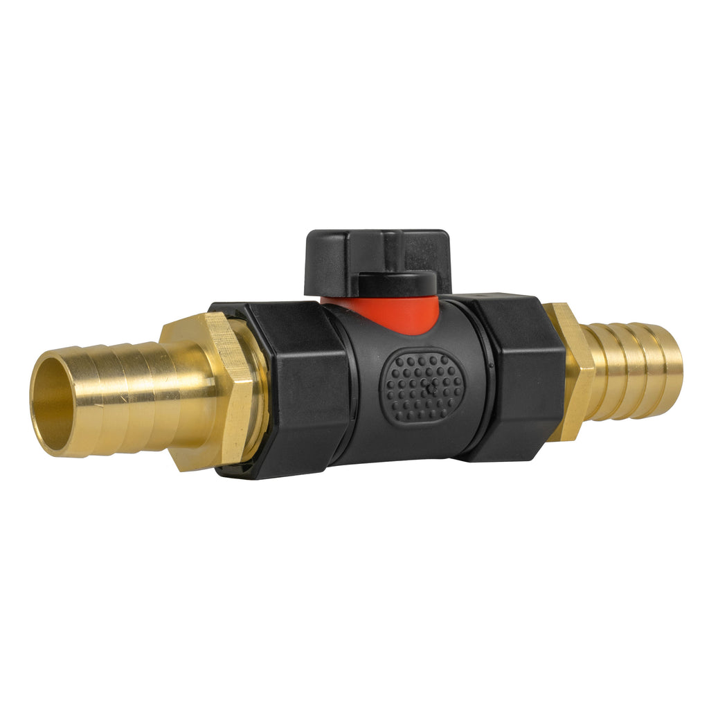 In-Line BSPF Valve with 2 x 19mm Brass Barb Connectors