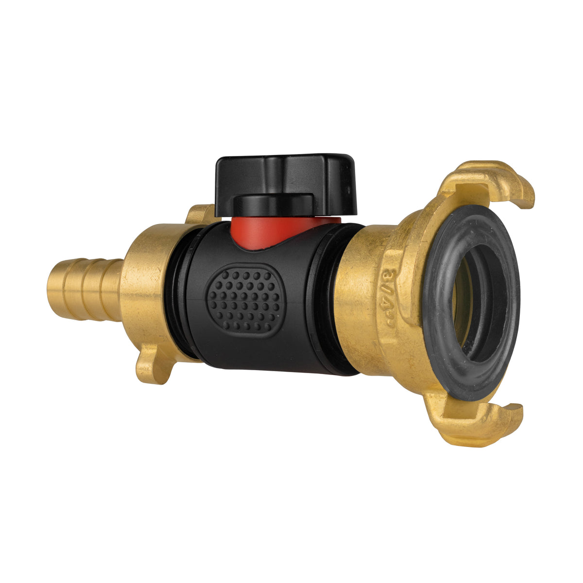 13mm Brass Barb with In-Line BSPM Valve and Geka Type Connector