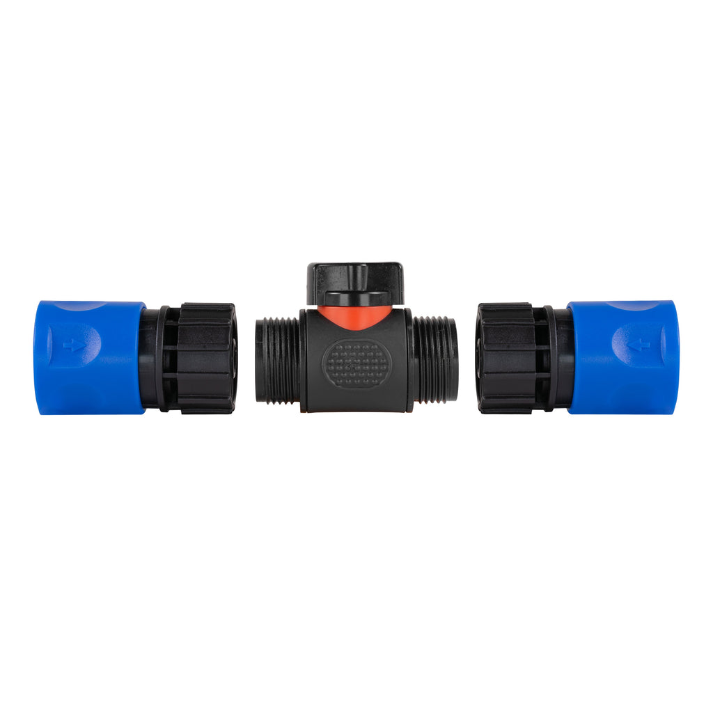 In-Line BSPM Valve with 2 x Hose Connectors Blue