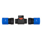 In-Line BSPM Valve with 2 x Hose Connectors Blue