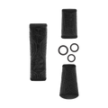 Set of black Spinning Rod Grip Kits including textured front and rear grips with a geometric pattern and three circular grip rings designed for fishing rods.
