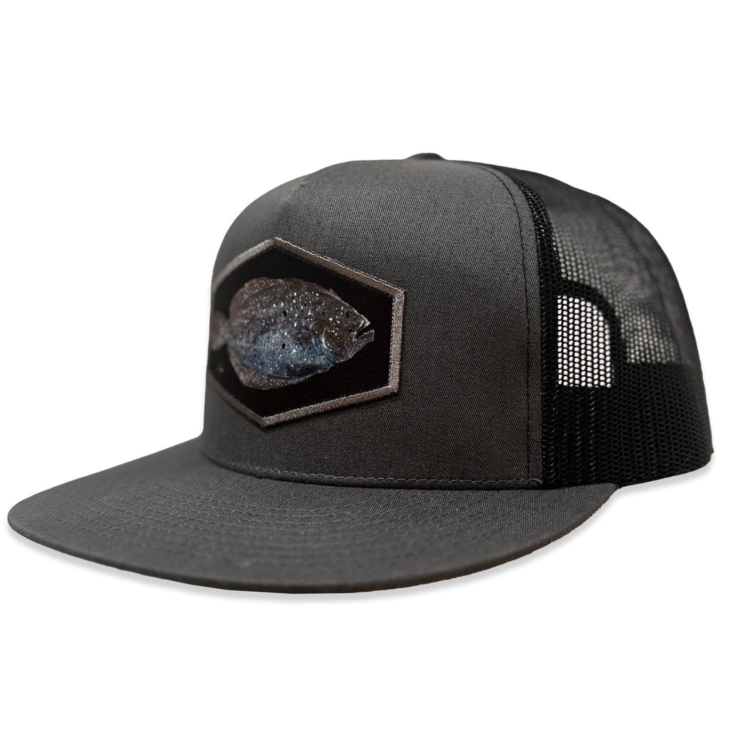 Salinity Flounder Gyotaku Patch Hat - Dogfish Tackle & Marine