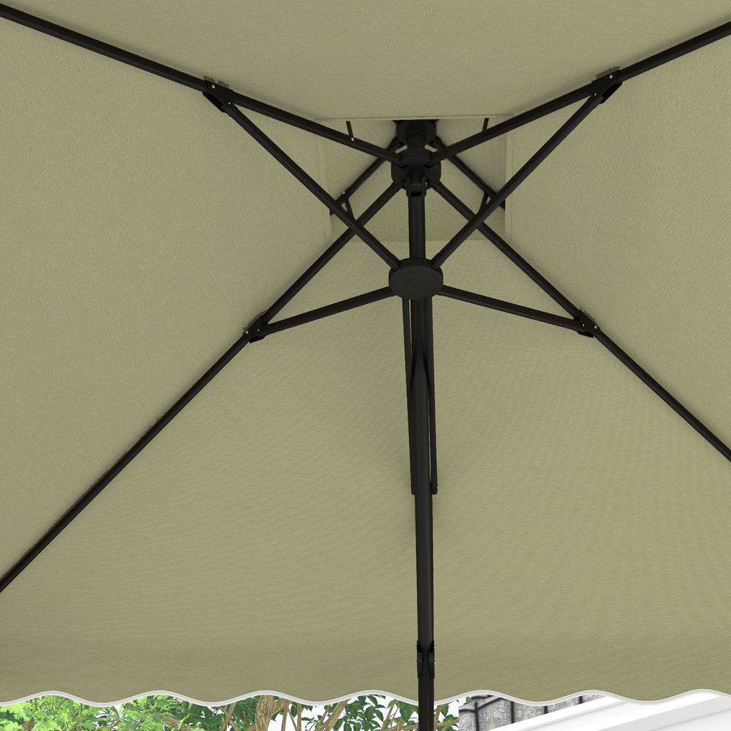 2.5m Square Patio Double Top Cantilever Umbrella with Cross Base and Ruffles, Beige