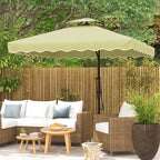 2.5m Square Patio Double Top Cantilever Umbrella with Cross Base and Ruffles, Beige