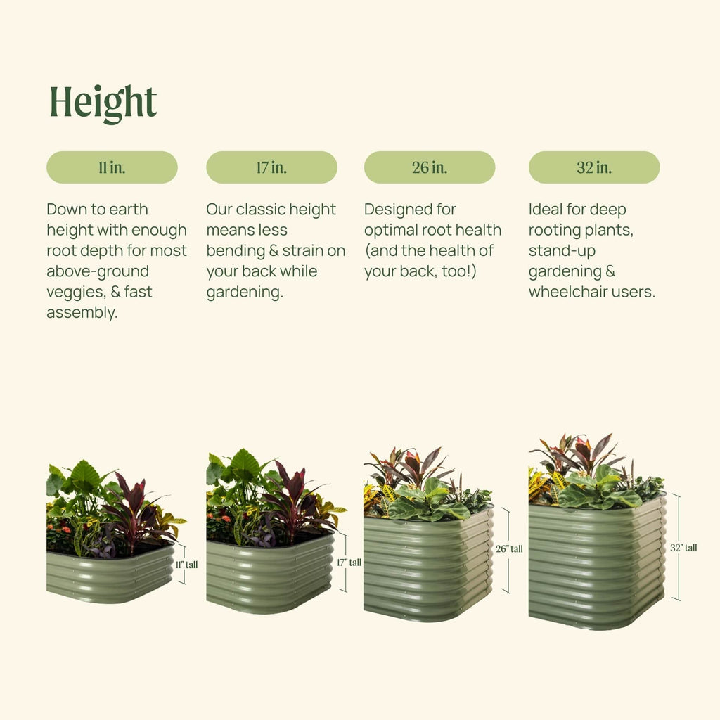 26" Tall 6 In 1 Medium Modular Metal Raised Garden Bed Kit