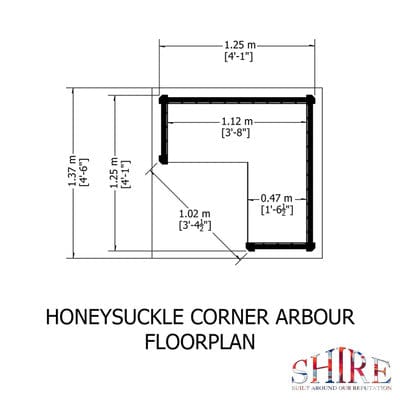 Honeysuckle Corner Arbour - 4ft x 4ft (Pressure Treated)