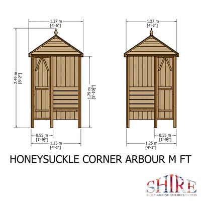 Honeysuckle Corner Arbour - 4ft x 4ft (Pressure Treated)