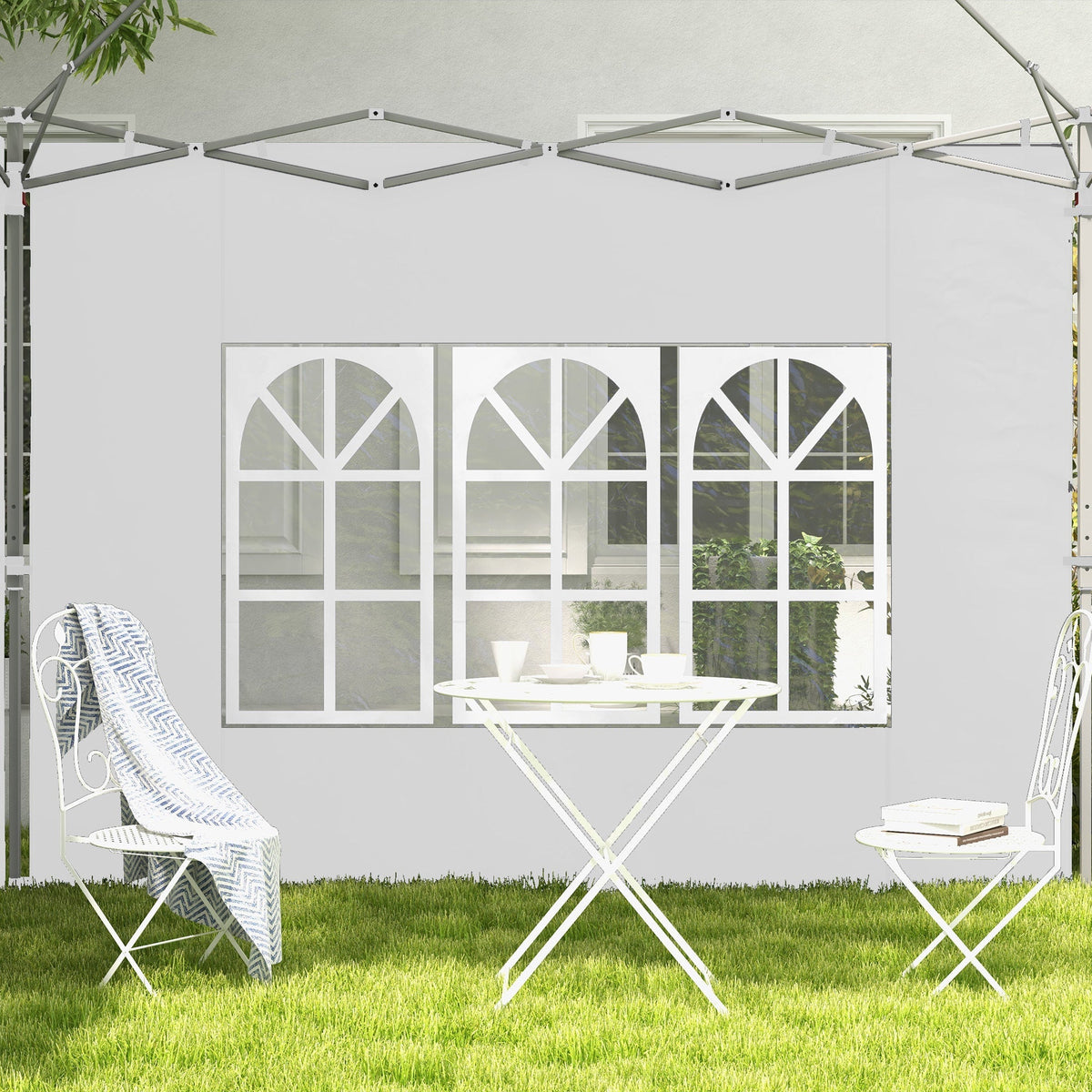 Gazebo Side Panels for 3x3(m) or 3x4(m) Pop Up Gazebo, 2 Pack Sides Replacement, White