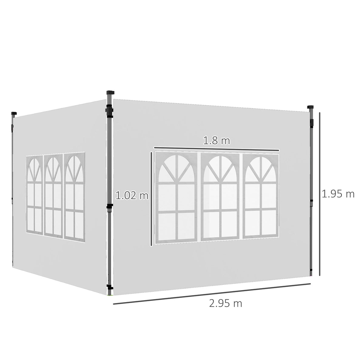 Gazebo Side Panels for 3x3(m) or 3x4(m) Pop Up Gazebo, 2 Pack Sides Replacement, White