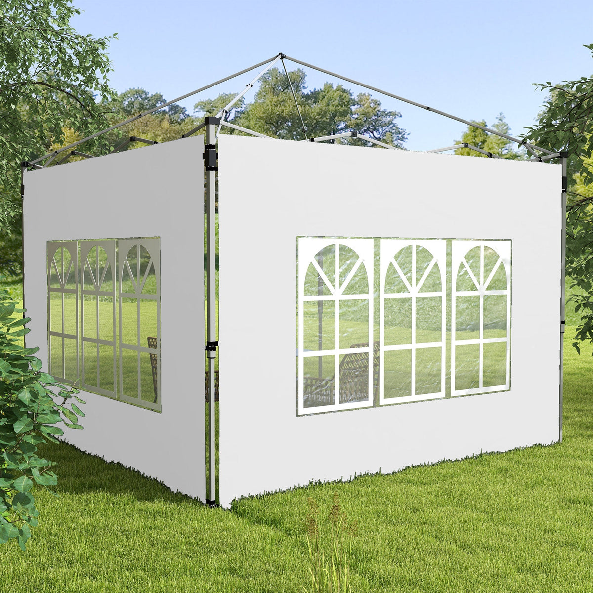 Gazebo Side Panels for 3x3(m) or 3x4(m) Pop Up Gazebo, 2 Pack Sides Replacement, White