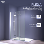 Liv Folding Pivot 6mm Glass Shower Bath Screen - 1400mm x 800mm - Chrome