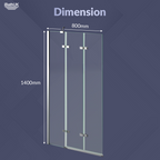 Liv Folding Pivot 6mm Glass Shower Bath Screen - 1400mm x 800mm - Chrome