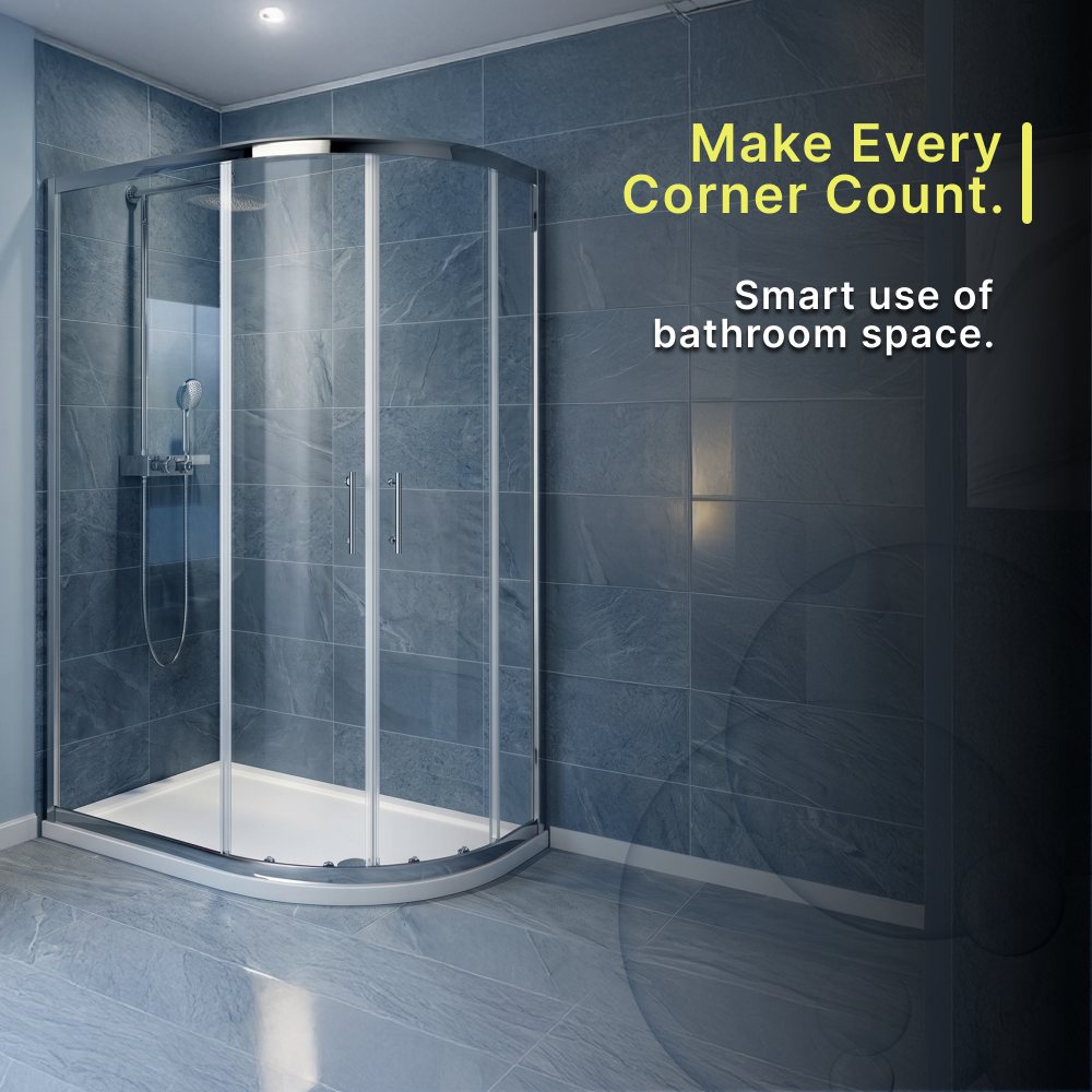 Solis 6mm Glass Sliding Door Offset Quadrant Shower Enclosure - Chrome