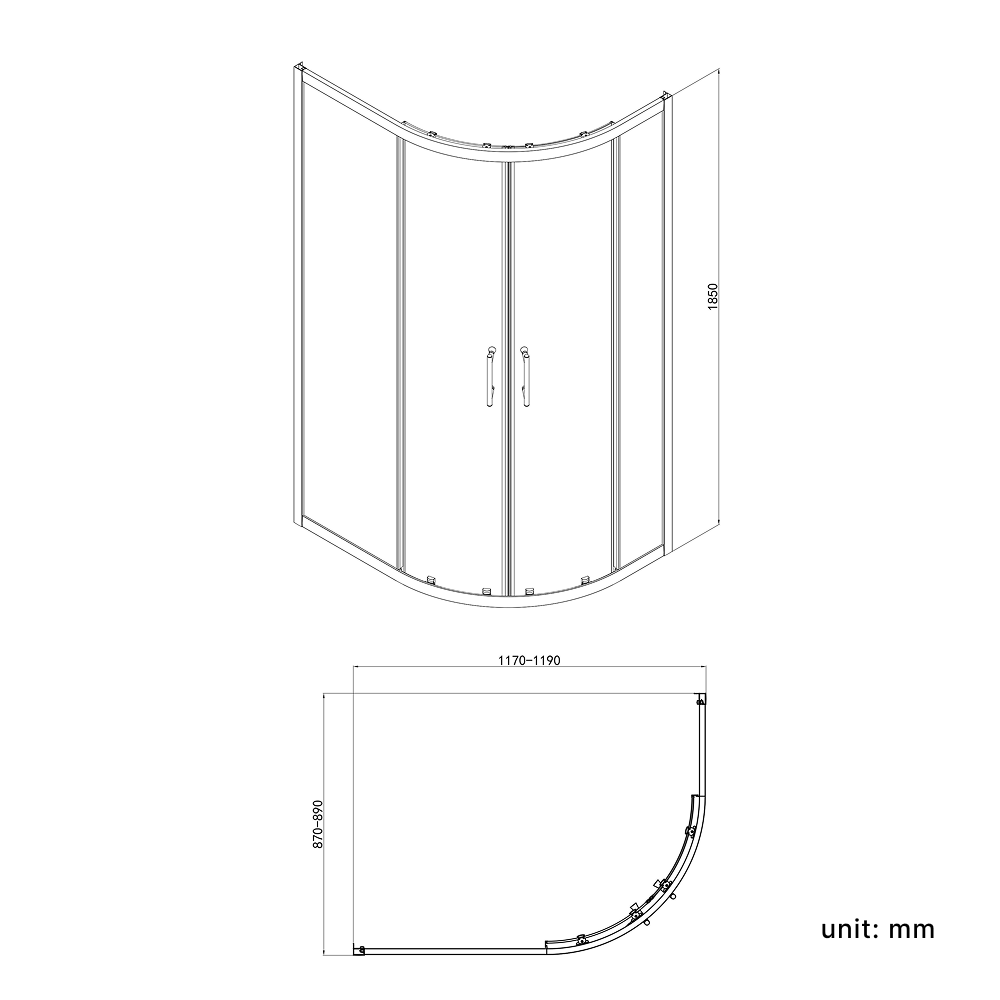 Solis 6mm Glass Sliding Door Offset Quadrant Shower Enclosure - Chrome