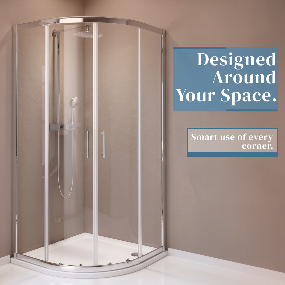 Solis 6mm Glass Sliding Door Quadrant Shower Enclosure - Chrome