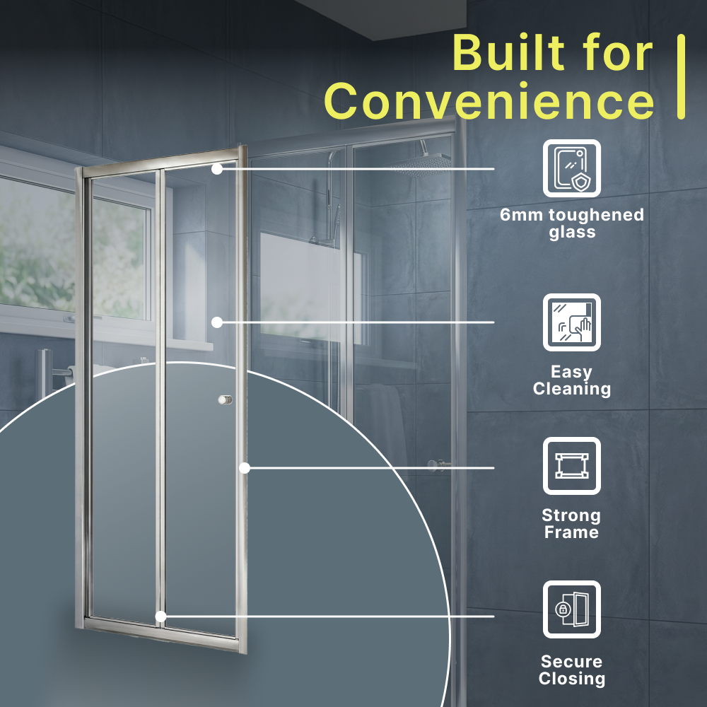 Vesper 4mm Glass Bi-Fold Shower Door - Chrome