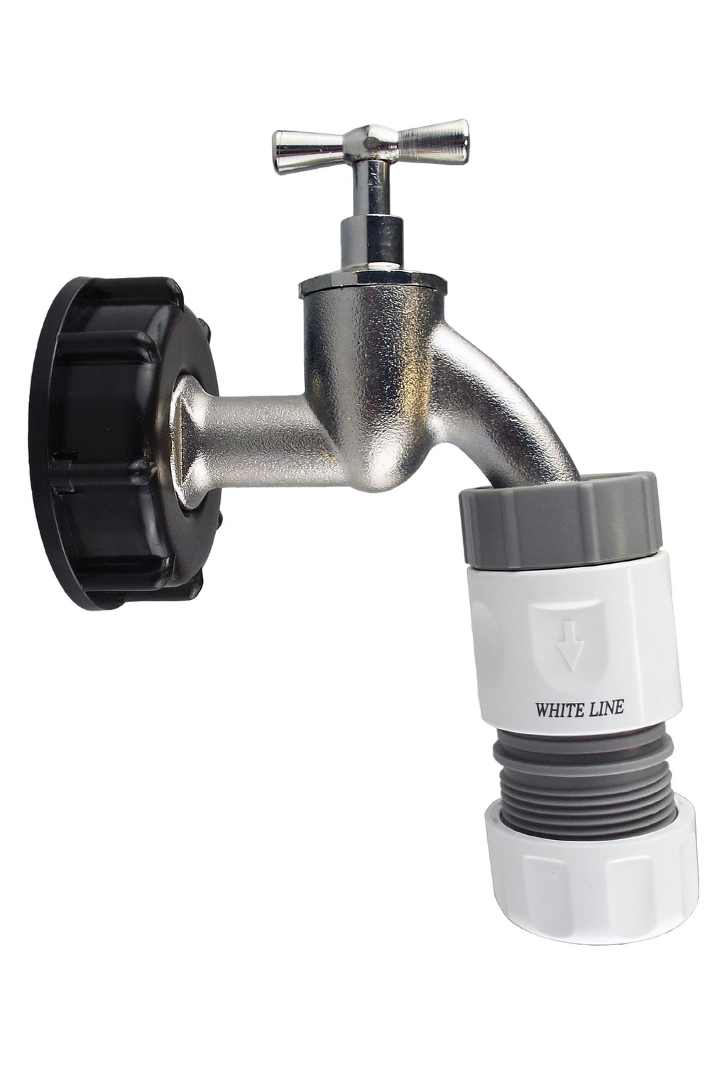 IBC 2” S60X6 Cap with Bib Tap and Max Flo Hose Connectors Set