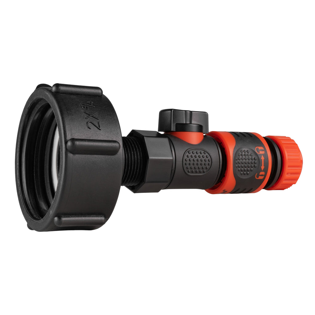 IBC 2” S60X6 Cap with BSPF Thread-Quick Connect Male Valve and Hose Connector Lock