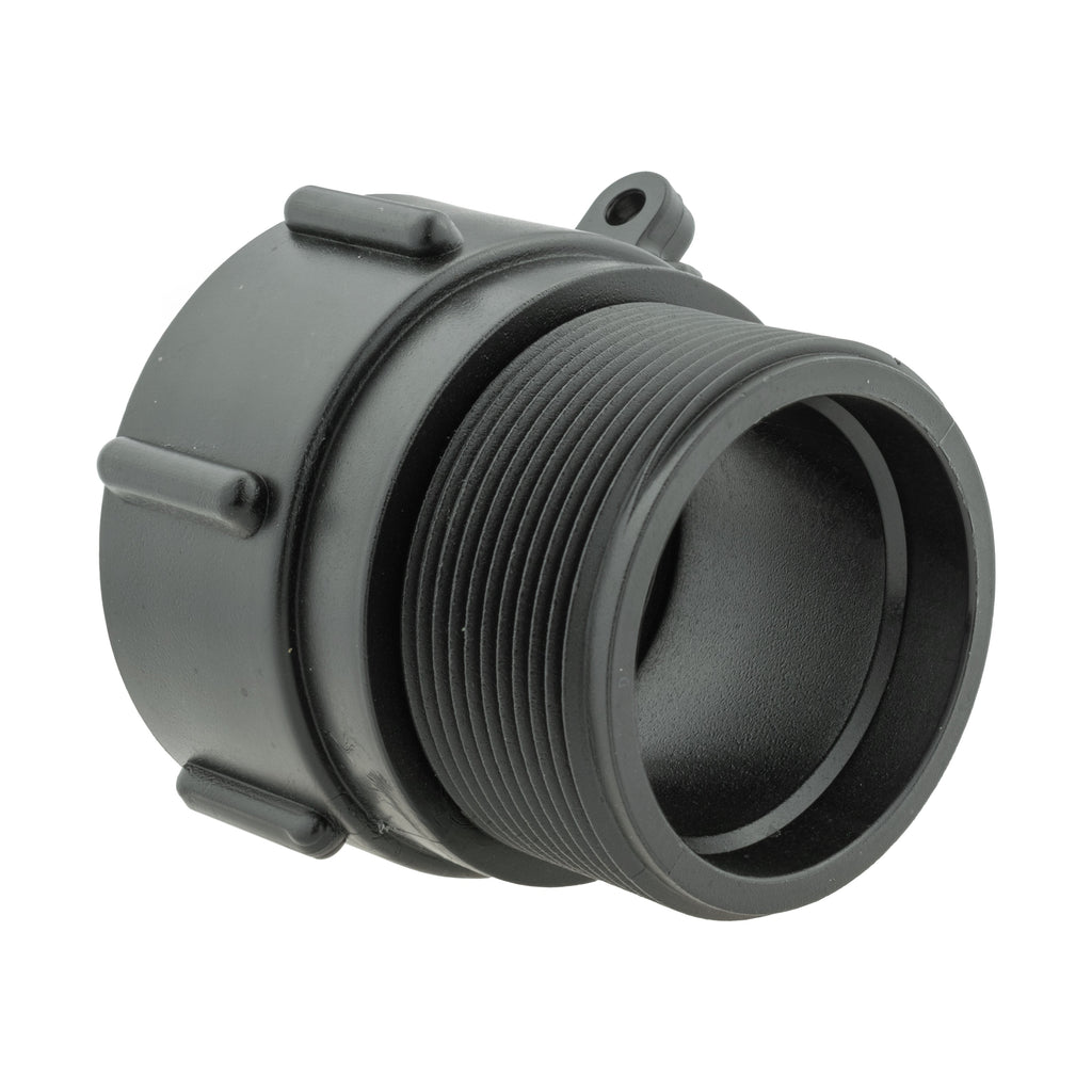 IBC 2” S60X6 Cap with Large Plastic Valve, 2” BSP Elbow and 50mm Barb Straight