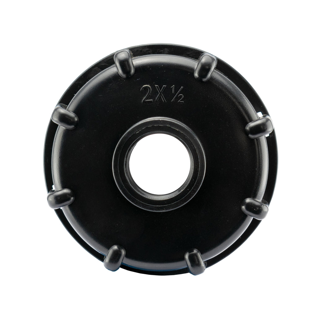 IBC 2” S60X6 Cap with Nickle Plated Bib Tap ½” Barb