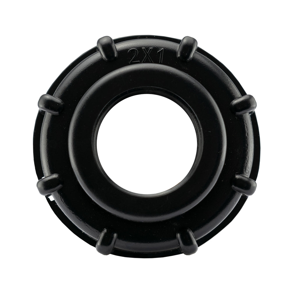 IBC 2” S60X6 Cap with Large Plastic Valve and MDPE Straight 32mm
