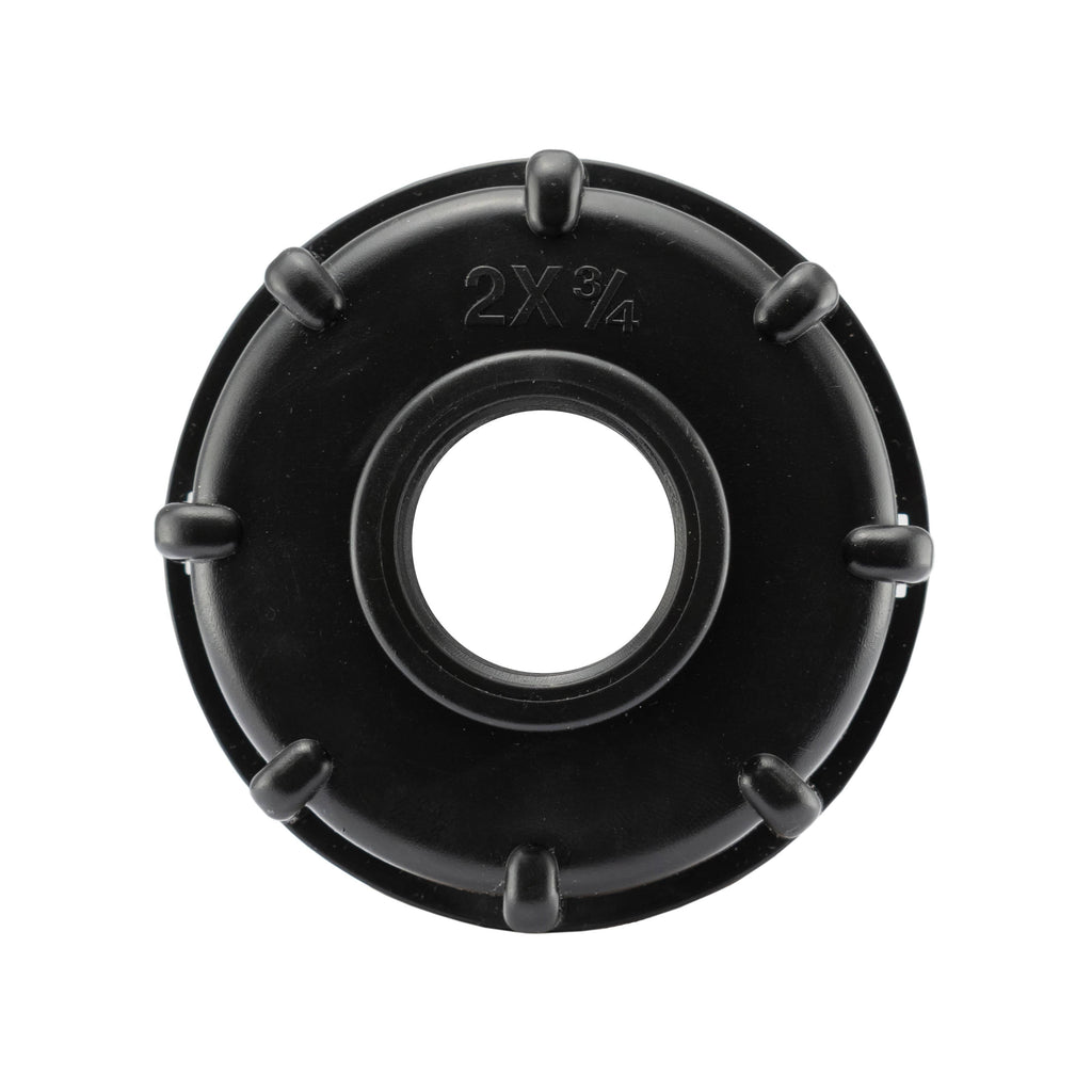 IBC 2” S60X6 Cap with Threaded Hose Fitting, Double Male and Hose Connector Lime
