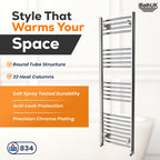 iBathUK Zypher Curved Heated Towel Rail Bathroom Radiator - Chrome