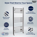 iBathUK Zypher Curved Heated Towel Rail Bathroom Radiator - Chrome