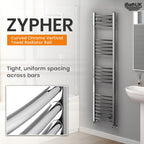 iBathUK Zypher Curved Heated Towel Rail Bathroom Radiator - Chrome