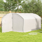 4 x 3 x 2m Galvanised Steel Frame Polytunnel Greenhouse with Hinged Door & PE Cover, White