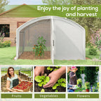 4 x 3 x 2m Galvanised Steel Frame Polytunnel Greenhouse with Hinged Door & PE Cover, White