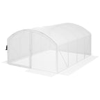 4 x 3 x 2m Galvanised Steel Frame Polytunnel Greenhouse with Hinged Door & PE Cover, White