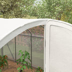 4 x 3 x 2m Galvanised Steel Frame Polytunnel Greenhouse with Hinged Door & PE Cover, White